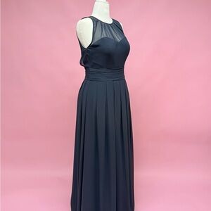 Bill levkoff Navy Blue Sleeveless Evening Gown